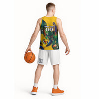 Personalized Brazil Soccer Basketball Jersey Toucan Football Mascot - Christ the Redeemer - Tropical Floral