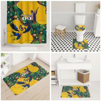 Personalized Brazil Soccer Bathroom Set Toucan Football Mascot - Christ the Redeemer - Tropical Floral