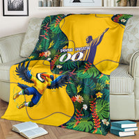 Personalized Brazil Soccer Blanket Toucan Football Mascot - Christ the Redeemer - Tropical Floral
