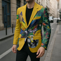 Personalized Brazil Soccer Blazer Toucan Football Mascot - Christ the Redeemer - Tropical Floral