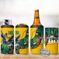 Personalized Brazil Soccer 4 in 1 Can Cooler Tumbler Toucan Football Mascot - Christ the Redeemer - Tropical Floral