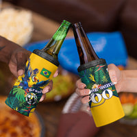 Personalized Brazil Soccer 4 in 1 Can Cooler Tumbler Toucan Football Mascot - Christ the Redeemer - Tropical Floral