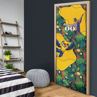 Personalized Brazil Soccer Door Cover Toucan Football Mascot - Christ the Redeemer - Tropical Floral