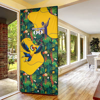 Personalized Brazil Soccer Door Cover Toucan Football Mascot - Christ the Redeemer - Tropical Floral