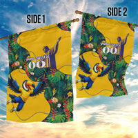 Personalized Brazil Soccer Garden Flag Toucan Football Mascot - Christ the Redeemer - Tropical Floral