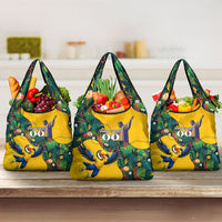 Personalized Brazil Soccer Grocery Bag Toucan Football Mascot - Christ the Redeemer - Tropical Floral