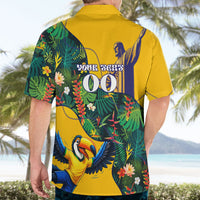 Personalized Brazil Soccer Hawaiian Shirt Toucan Football Mascot - Christ the Redeemer - Tropical Floral