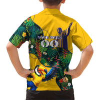 Personalized Brazil Soccer Hawaiian Shirt Toucan Football Mascot - Christ the Redeemer - Tropical Floral