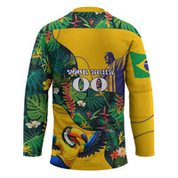 Personalized Brazil Soccer Hockey Jersey Toucan Football Mascot - Christ the Redeemer - Tropical Floral