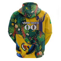 Personalized Brazil Soccer Hoodie Toucan Football Mascot - Christ the Redeemer - Tropical Floral