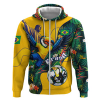 Personalized Brazil Soccer Hoodie Toucan Football Mascot - Christ the Redeemer - Tropical Floral