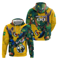 Personalized Brazil Soccer Hoodie Toucan Football Mascot - Christ the Redeemer - Tropical Floral