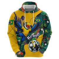 Personalized Brazil Soccer Hoodie Toucan Football Mascot - Christ the Redeemer - Tropical Floral