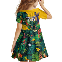 Personalized Brazil Soccer Kid Short Sleeve Dress Toucan Football Mascot - Christ the Redeemer - Tropical Floral