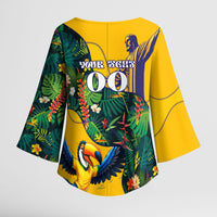 Personalized Brazil Soccer Kimono Sleeve Blouse Toucan Football Mascot - Christ the Redeemer - Tropical Floral