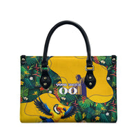 Personalized Brazil Soccer Leather Bag Toucan Football Mascot - Christ the Redeemer - Tropical Floral