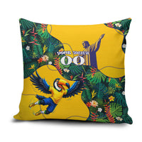 Personalized Brazil Soccer Pillow Cover Toucan Football Mascot - Christ the Redeemer - Tropical Floral