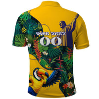 Personalized Brazil Soccer Polo Shirt Toucan Football Mascot - Christ the Redeemer - Tropical Floral