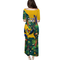 Personalized Brazil Soccer Puletasi Toucan Football Mascot - Christ the Redeemer - Tropical Floral