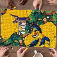 Personalized Brazil Soccer Puzzle Toucan Football Mascot - Christ the Redeemer - Tropical Floral