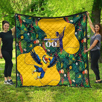 Personalized Brazil Soccer Quilt Toucan Football Mascot - Christ the Redeemer - Tropical Floral