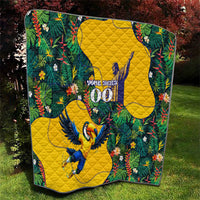 Personalized Brazil Soccer Quilt Toucan Football Mascot - Christ the Redeemer - Tropical Floral
