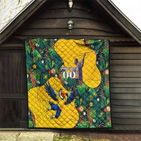Personalized Brazil Soccer Quilt Toucan Football Mascot - Christ the Redeemer - Tropical Floral