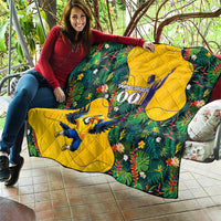 Personalized Brazil Soccer Quilt Toucan Football Mascot - Christ the Redeemer - Tropical Floral