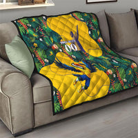 Personalized Brazil Soccer Quilt Toucan Football Mascot - Christ the Redeemer - Tropical Floral