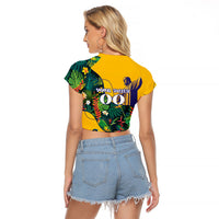 Personalized Brazil Soccer Raglan Cropped T Shirt Toucan Football Mascot - Christ the Redeemer - Tropical Floral