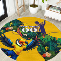 Personalized Brazil Soccer Round Carpet Toucan Football Mascot - Christ the Redeemer - Tropical Floral