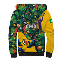 Personalized Brazil Soccer Sherpa Hoodie Toucan Football Mascot - Christ the Redeemer - Tropical Floral