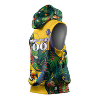 Personalized Brazil Soccer Sleeveless Hoodie Toucan Football Mascot - Christ the Redeemer - Tropical Floral