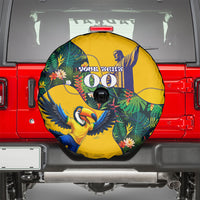 Personalized Brazil Soccer Spare Tire Cover Toucan Football Mascot - Christ the Redeemer - Tropical Floral