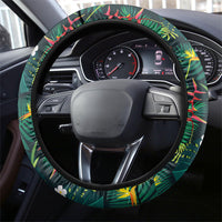 Brazil Soccer Steering Wheel Cover Toucan Football Mascot - Christ the Redeemer - Tropical Floral
