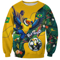 Personalized Brazil Soccer Sweatshirt Toucan Football Mascot - Christ the Redeemer - Tropical Floral