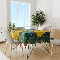 Personalized Brazil Soccer Tablecloth Toucan Football Mascot - Christ the Redeemer - Tropical Floral