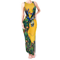 Personalized Brazil Soccer Tank Maxi Dress Toucan Football Mascot - Christ the Redeemer - Tropical Floral