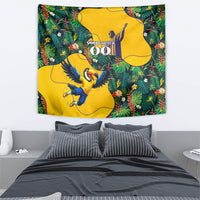 Personalized Brazil Soccer Tapestry Toucan Football Mascot - Christ the Redeemer - Tropical Floral