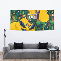 Personalized Brazil Soccer Tapestry Toucan Football Mascot - Christ the Redeemer - Tropical Floral