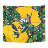 Personalized Brazil Soccer Tapestry Toucan Football Mascot - Christ the Redeemer - Tropical Floral