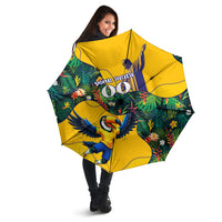 Personalized Brazil Soccer Umbrella Toucan Football Mascot - Christ the Redeemer - Tropical Floral
