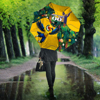 Personalized Brazil Soccer Umbrella Toucan Football Mascot - Christ the Redeemer - Tropical Floral