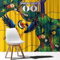 Personalized Brazil Soccer Window Curtain Toucan Football Mascot - Christ the Redeemer - Tropical Floral