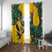 Personalized Brazil Soccer Window Curtain Toucan Football Mascot - Christ the Redeemer - Tropical Floral