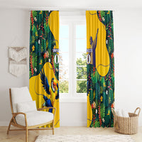 Personalized Brazil Soccer Window Curtain Toucan Football Mascot - Christ the Redeemer - Tropical Floral