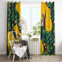 Personalized Brazil Soccer Window Curtain Toucan Football Mascot - Christ the Redeemer - Tropical Floral