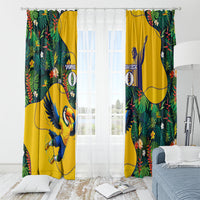 Personalized Brazil Soccer Window Curtain Toucan Football Mascot - Christ the Redeemer - Tropical Floral