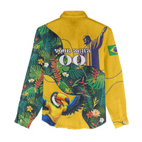 Personalized Brazil Soccer Women Casual Shirt Toucan Football Mascot - Christ the Redeemer - Tropical Floral