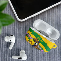 Personalized Brazil Soccer AirPods Case Jaguar Football Mascot - National Flag and Floral Accents